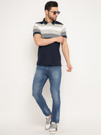 Neva Men Polo Neck Half Sleeves T-shirt Color Block pattern