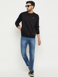 LIVFREE MEN'S SOLID ROUND NECK  SWEATSHIRT WITH LOGO