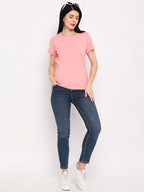 Neva Women T-shirt Half sleeves Round Neck Solid pattern Regular Fit