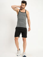 Neva Men Bermuda Elasticated drawstring waistband side pockets solid pattern