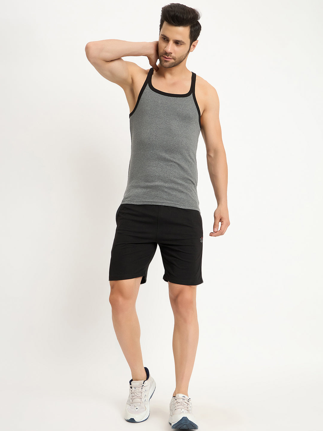 Neva Men Bermuda Elasticated drawstring waistband side pockets solid pattern