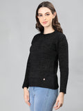 Neva Women Crew Neck Full Sleeves Wollen Top Symmetrical pattern with Glittering Surface