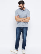 Neva Men Polo Neck Half Sleeves T-shirt Solid Pattern Chest Pocket