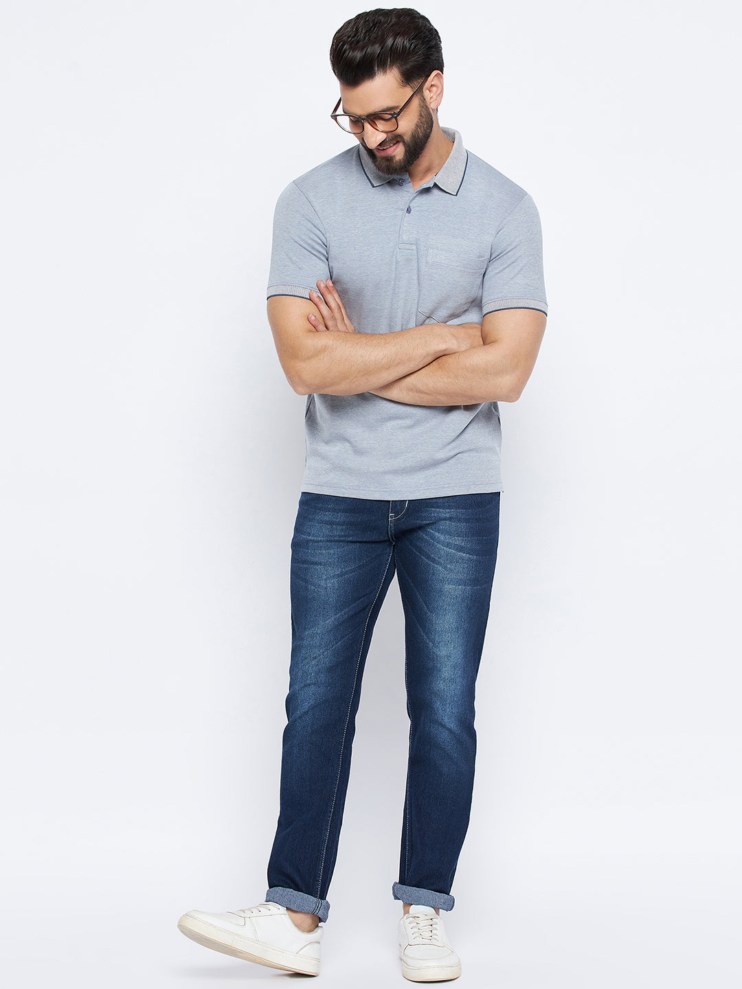 Neva Men Polo Neck Half Sleeves T-shirt Solid Pattern Chest Pocket