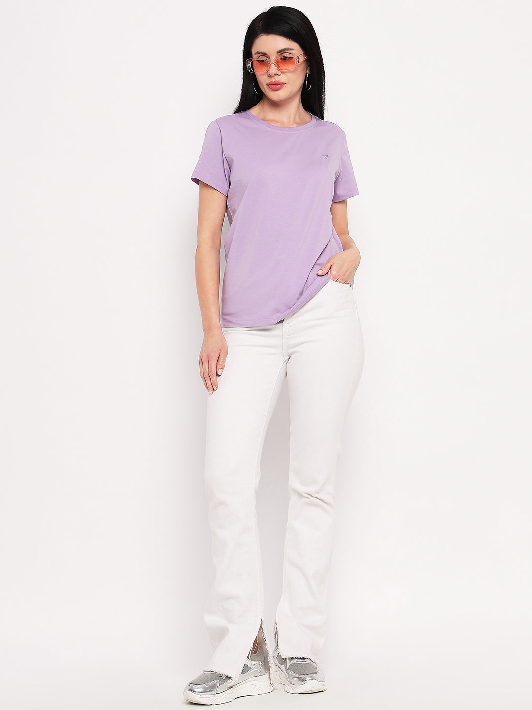 Neva Women T-shirt Half sleeves Round Neck Solid pattern Regular Fit