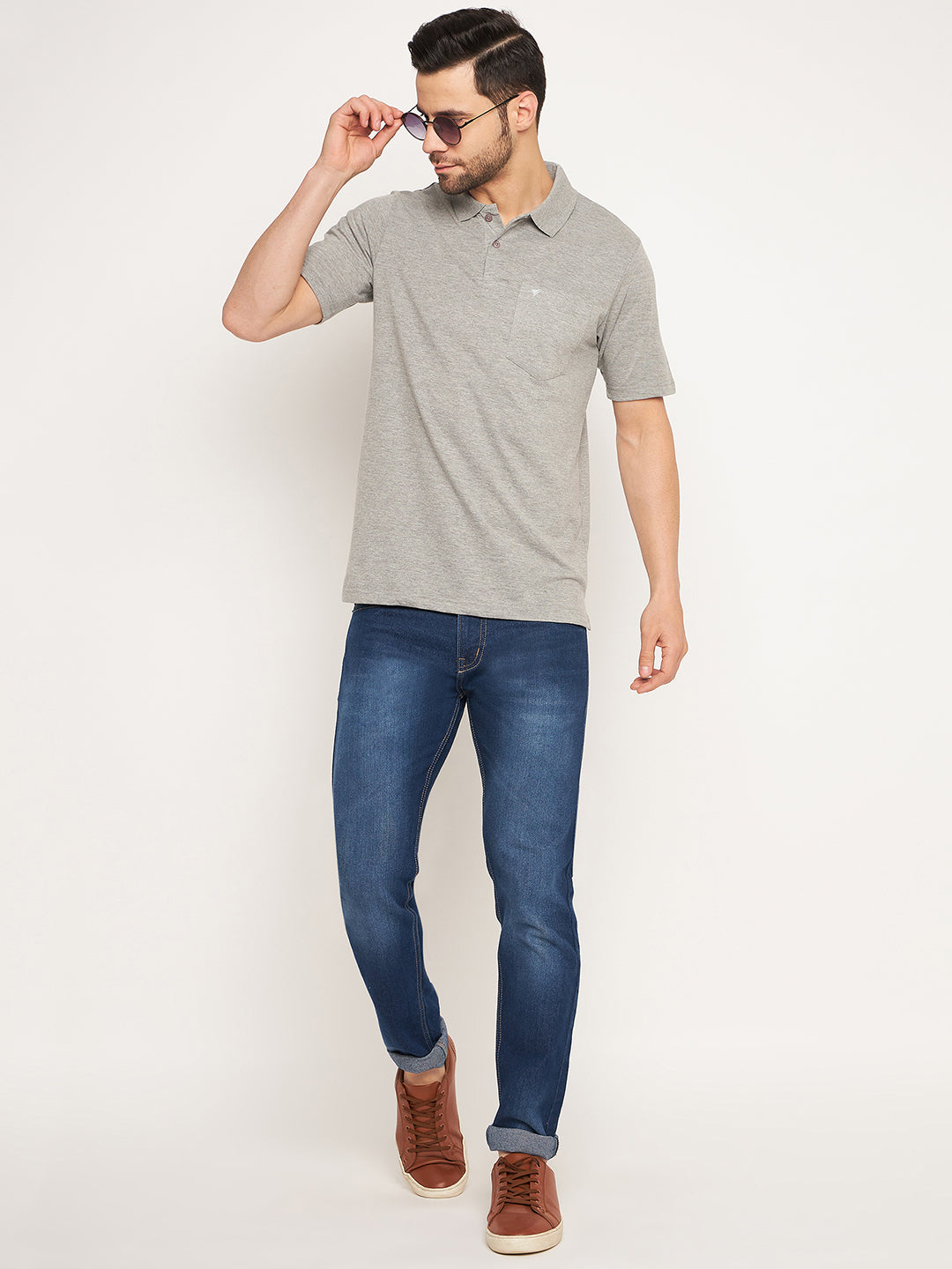 Neva Men Polo Neck Half Sleeves T-shirt Solid Pattern Chest Pocket