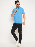 Neva Men Polo Neck Half Sleeves T-shirt Solid Pattern Chest Pocket