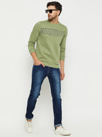 LIVFREE MEN'S ROUND-NECK TYPOGRAPHIC PRINT SWEATSHIRT