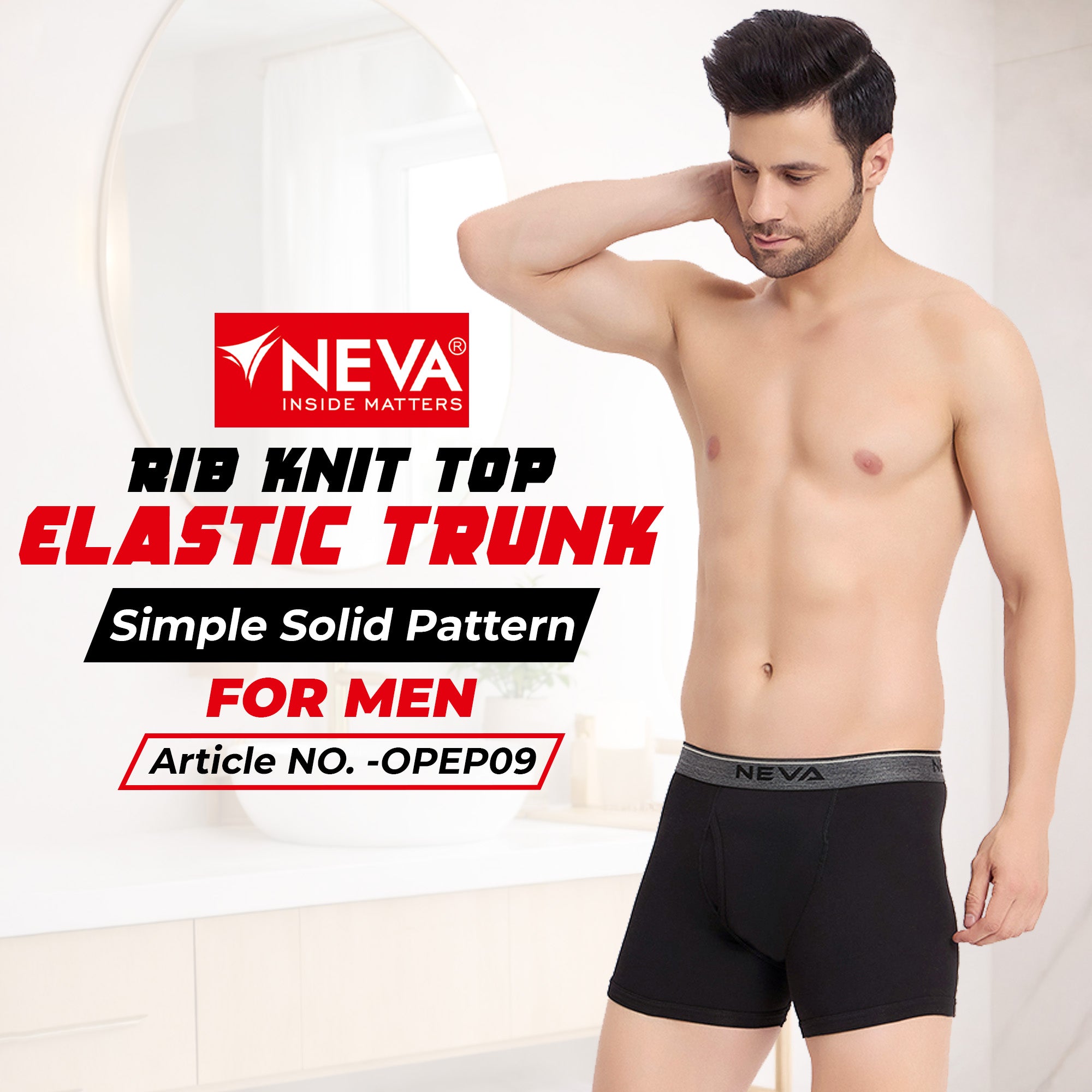 Rib Knit Top Elastic Trunk (Pack of 4)