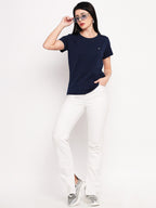 Neva Women T-shirt Half sleeves Round Neck Solid pattern Regular Fit