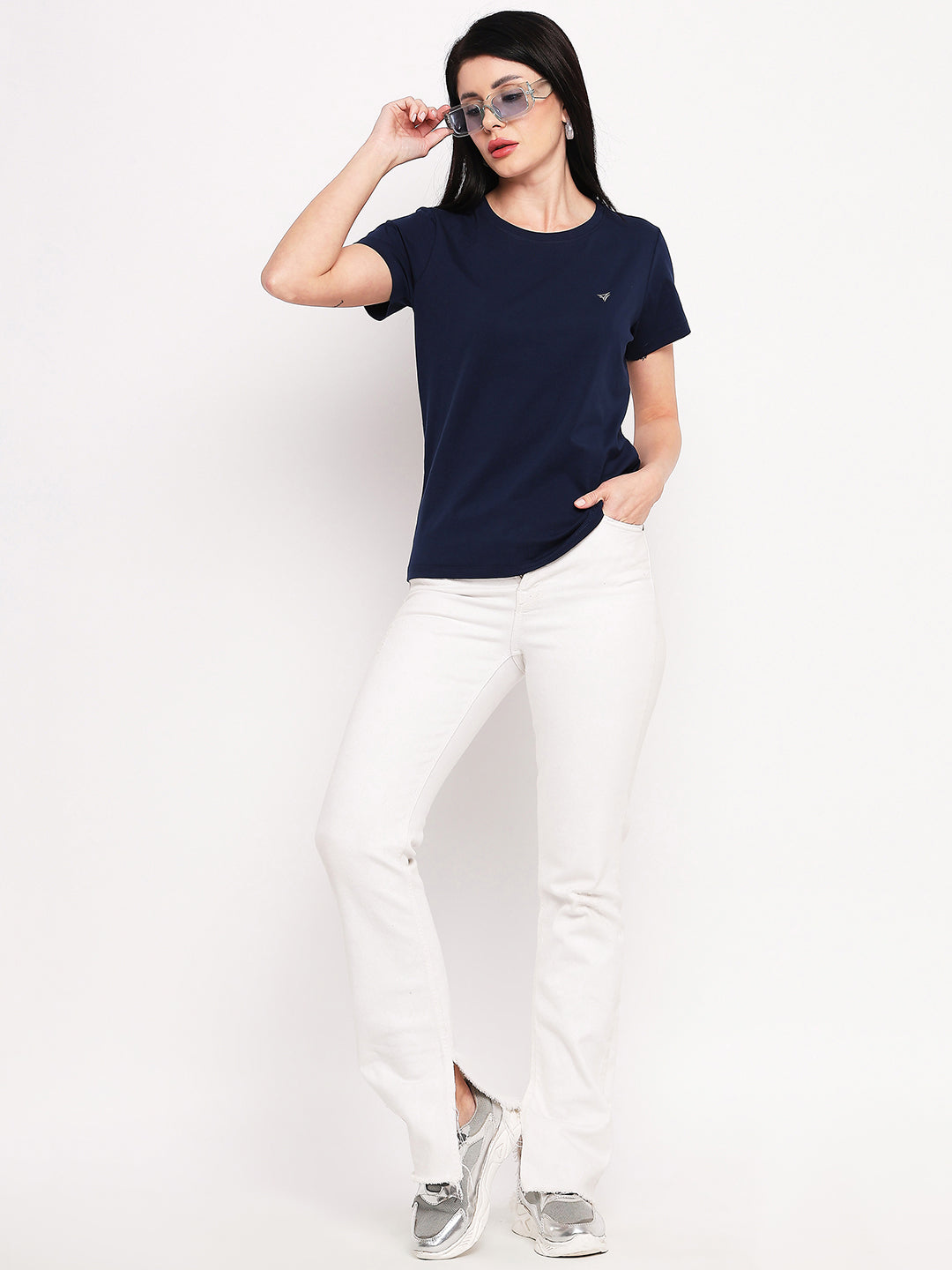 Neva Women T-shirt Half sleeves Round Neck Solid pattern Regular Fit