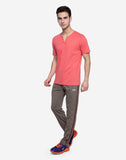Henley Neck T-Shirt For Men- Lt. Coral Mil.