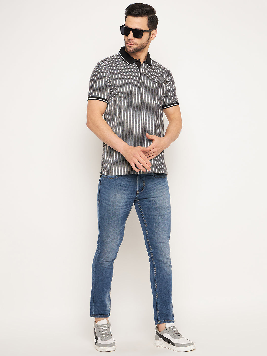 Neva Men Polo Neck Half Sleeves T-shirt Striped pattern