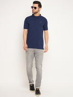 Neva Men Polo Neck Half Sleeves T-shirt Solid Pattern