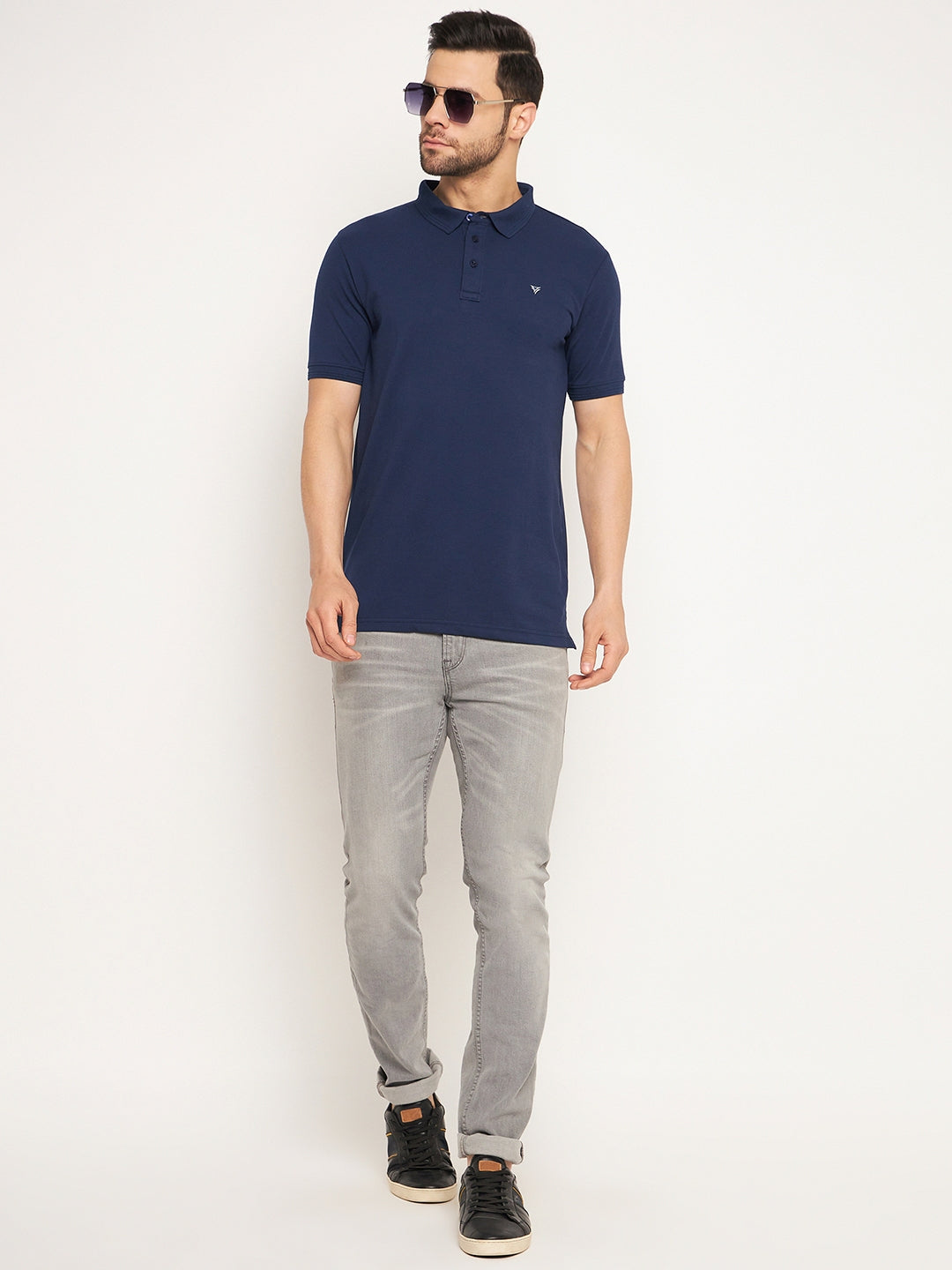 Neva Men Polo Neck Half Sleeves T-shirt Solid Pattern