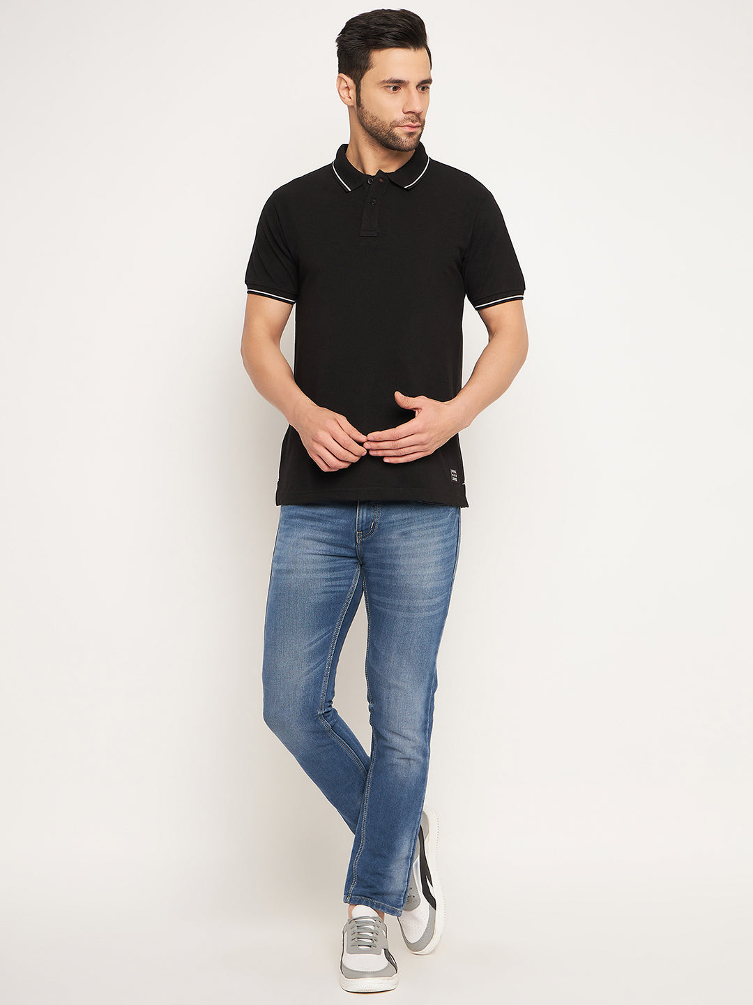 Neva Men Polo Neck Half Sleeves T-shirt Solid pattern Chest Pocket