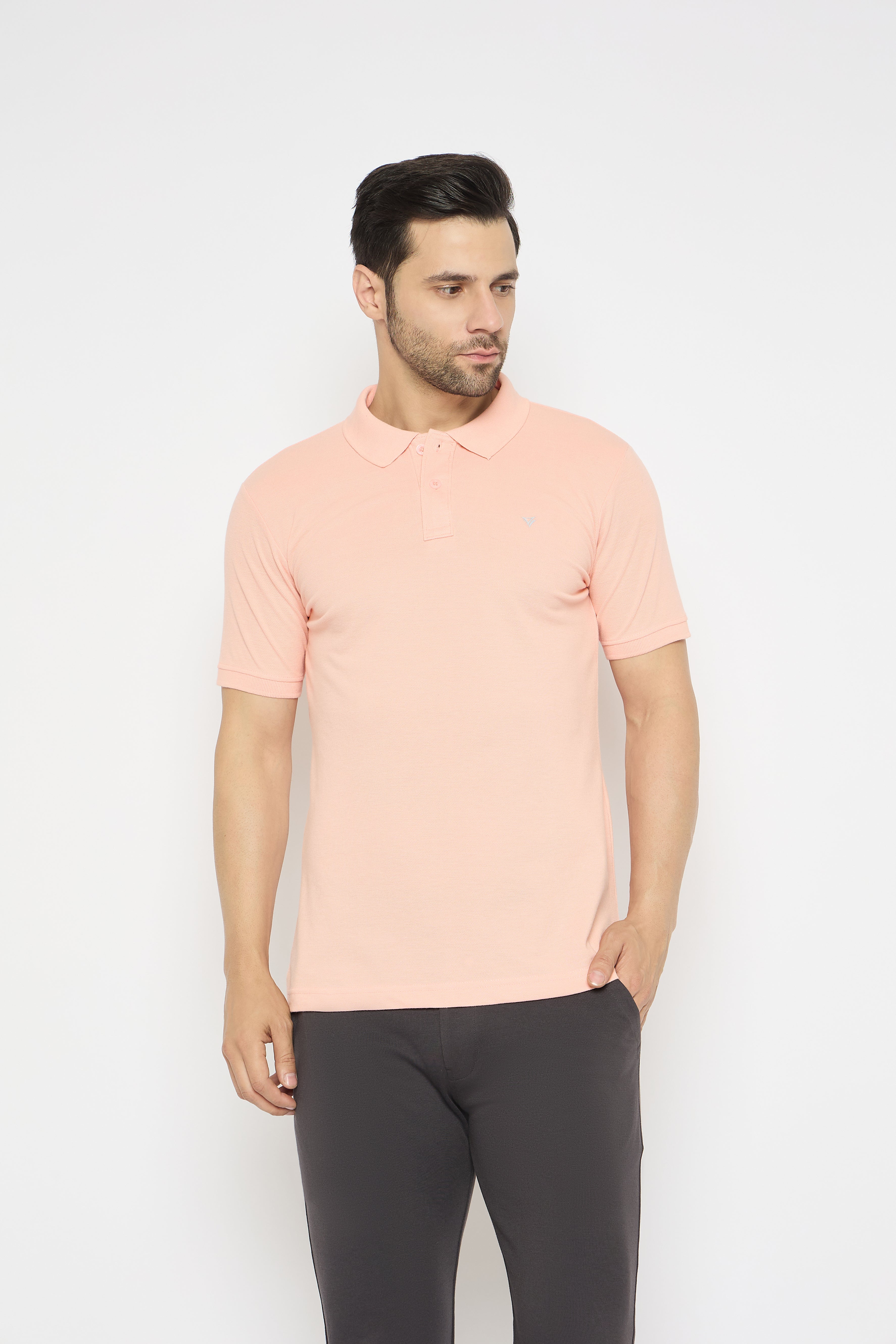 Neva Polo Neck Solid Men tshirt Half sleeves chest pocket