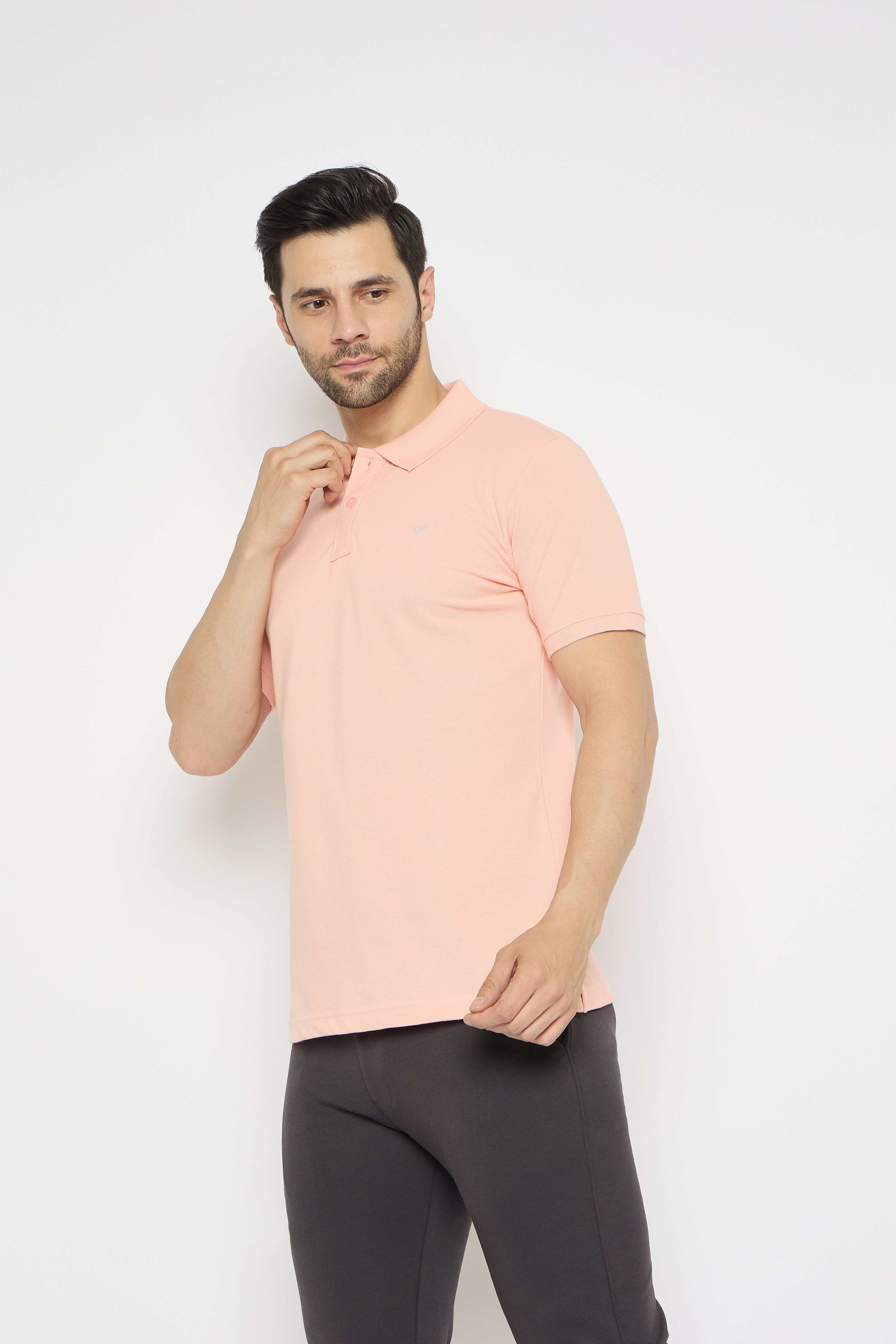 Neva Polo Neck Solid Men tshirt Half sleeves chest pocket