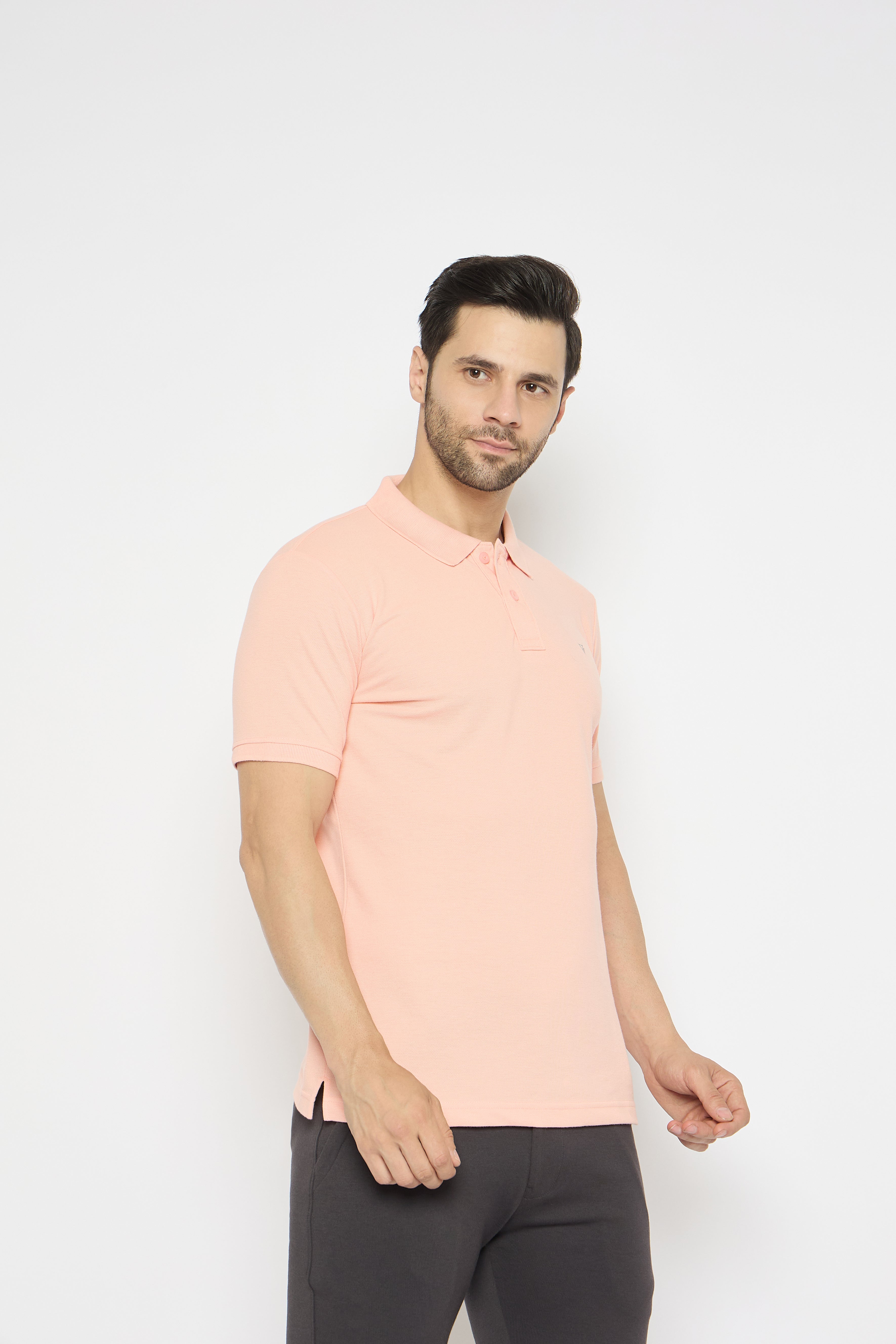Neva Polo Neck Solid Men tshirt Half sleeves chest pocket