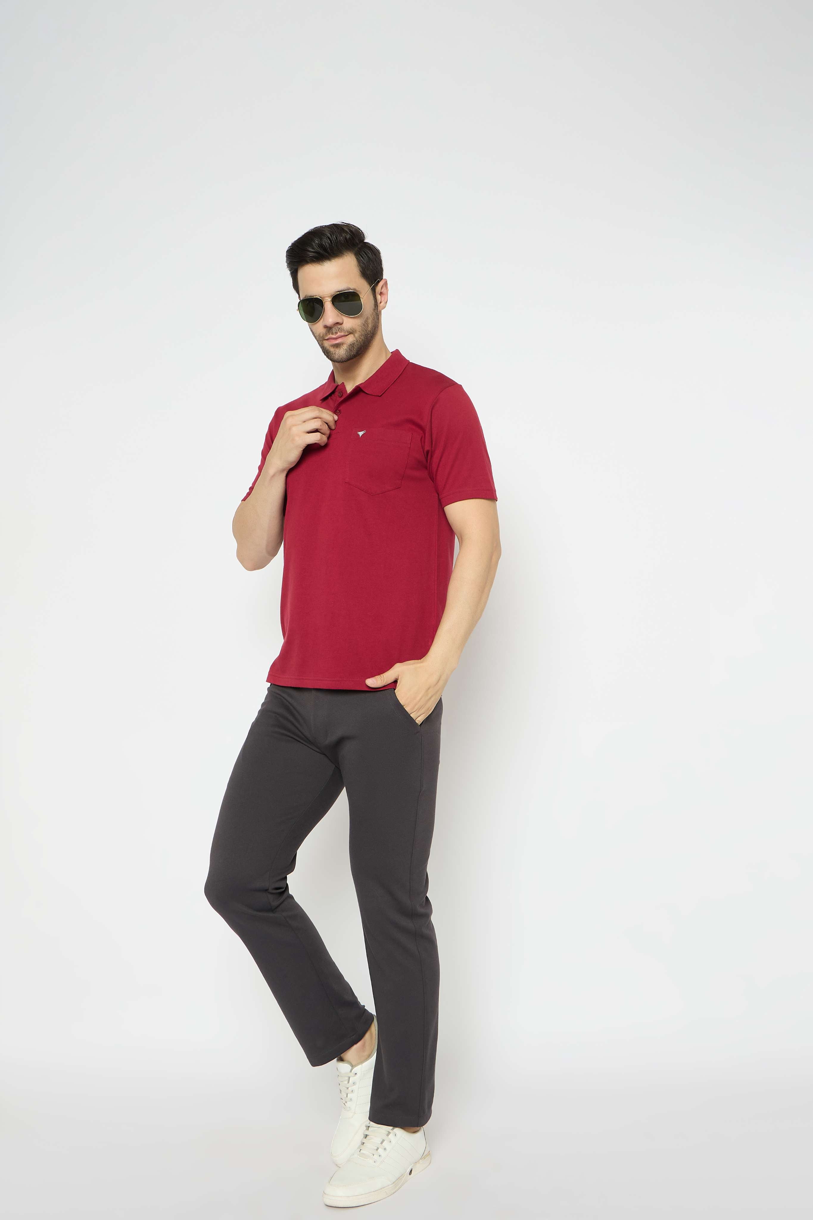 Neva Polo Neck Solid Men tshirt Half sleeves chest pocket