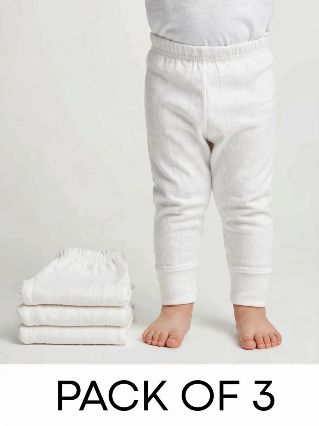 Neva Kids Unisex (Boys and Girls) 3 Lowers Set Esancia Thermal- Off White