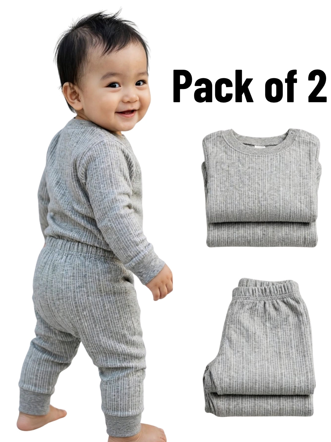 Neva thermal Set For Kids (Esancia)- Milange Grey - 2 pairs