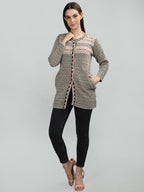 Neva Women Cardigan Button Closure Symmetrical Pattern