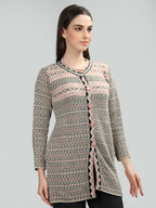 Neva Women Cardigan Button Closure Symmetrical Pattern