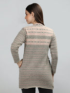 Neva Women Cardigan Button Closure Symmetrical Pattern