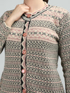 Neva Women Cardigan Button Closure Symmetrical Pattern