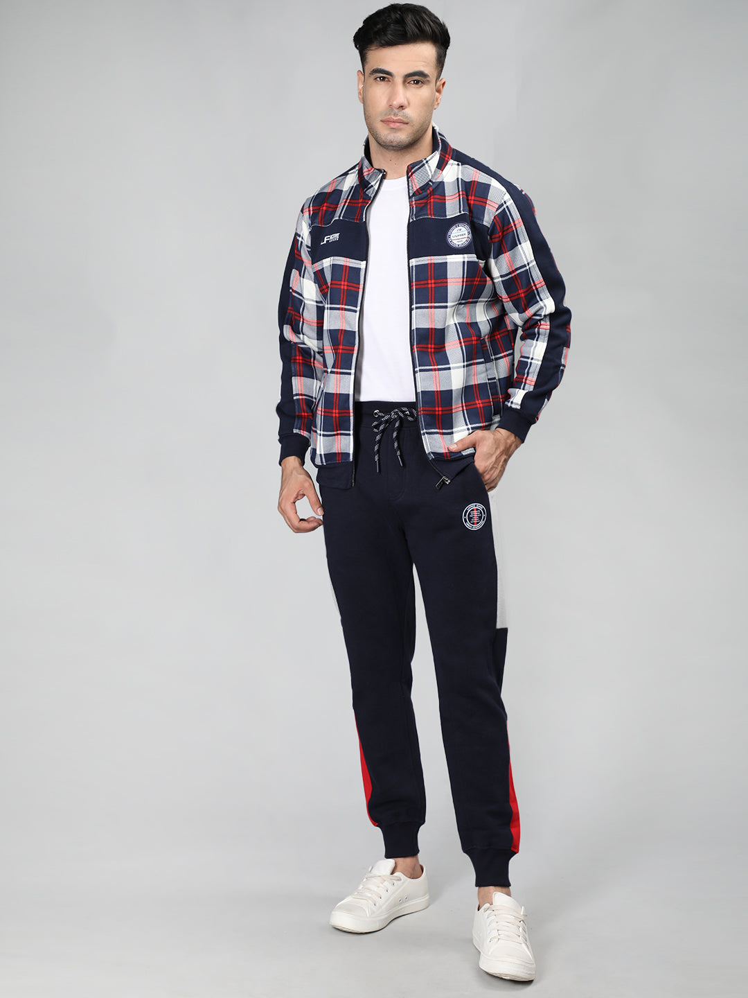 Neva Men T-Neck Full Sleeves Sweatshirt Chequered pattern