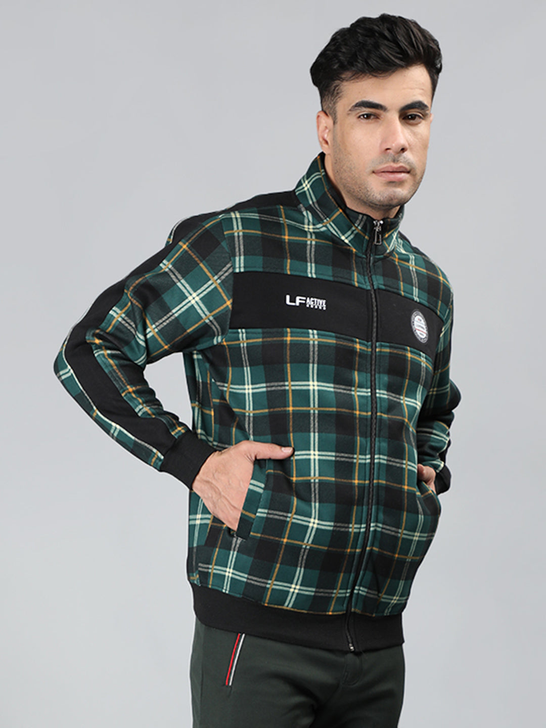 Neva Men T-Neck Full Sleeves Sweatshirt Chequered pattern