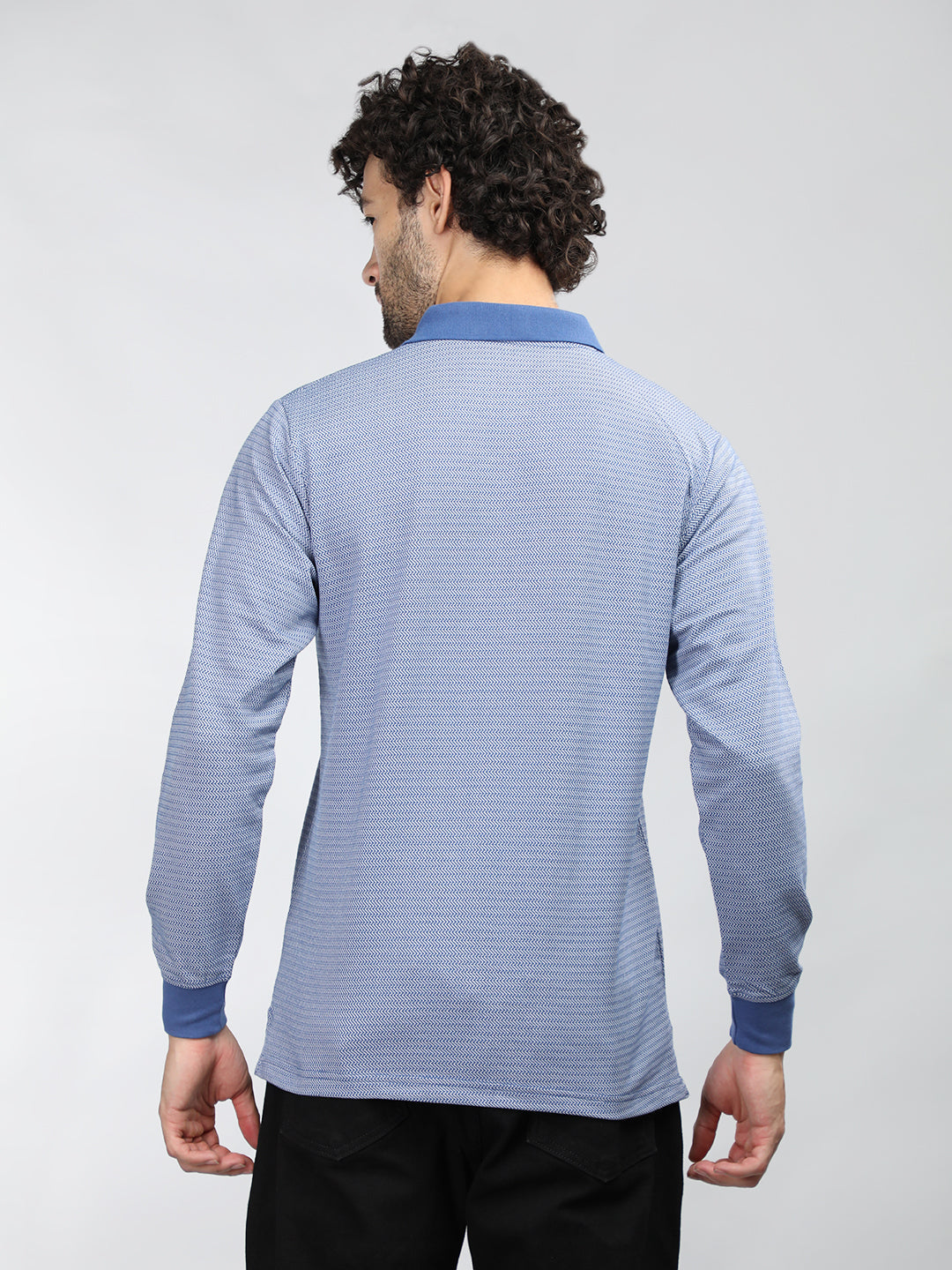 Neva Men Polo Neck Full Sleeves T-shirt Wave pattern