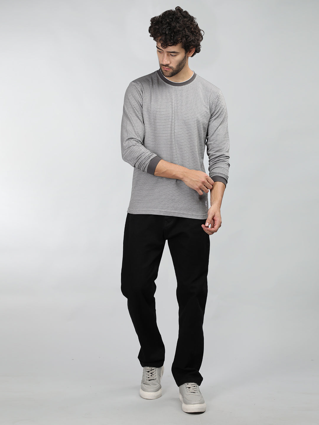 Neva Men Crew Neck Full Sleeves T-shirt Wave pattern