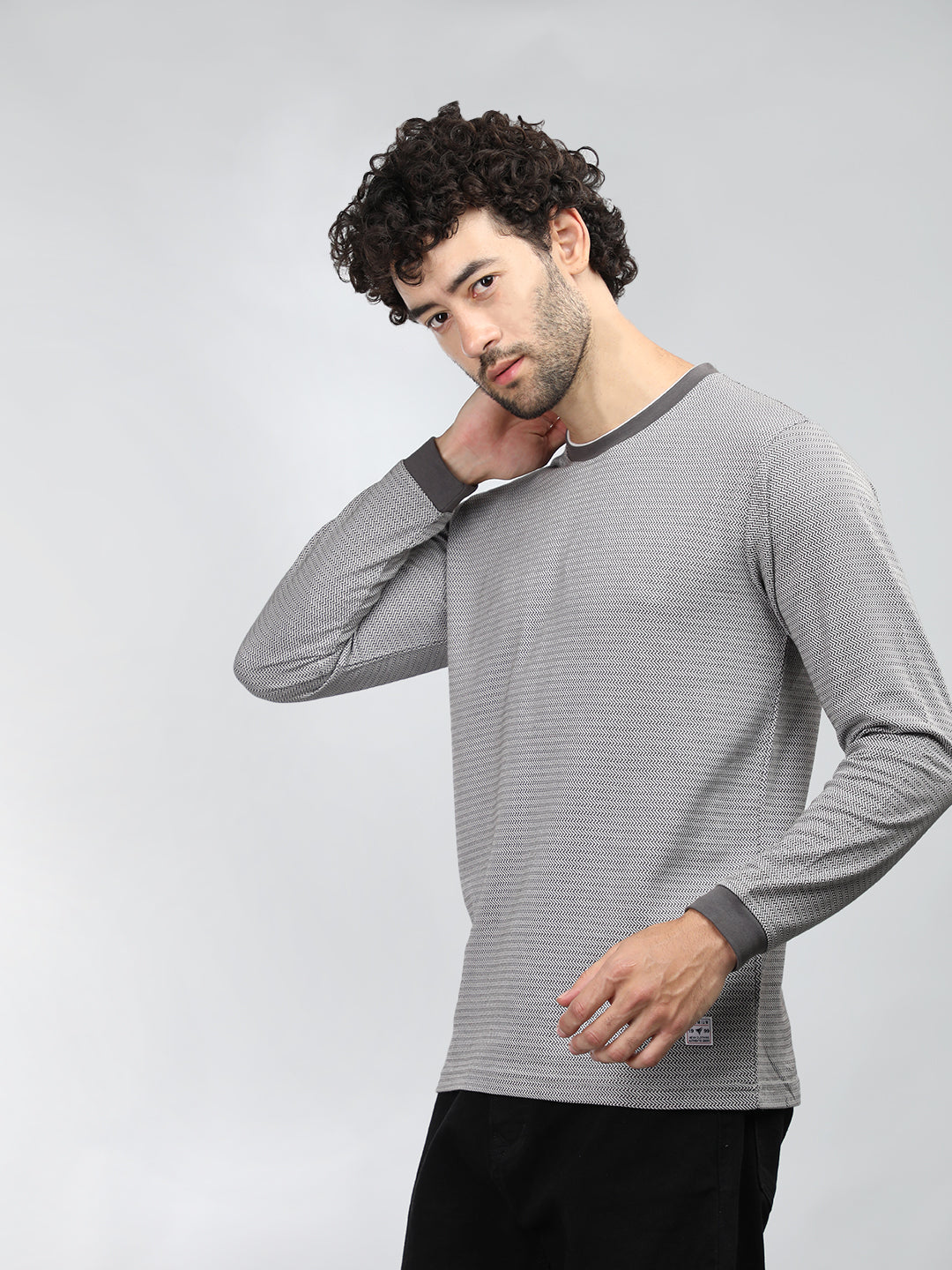 Neva Men Crew Neck Full Sleeves T-shirt Wave pattern