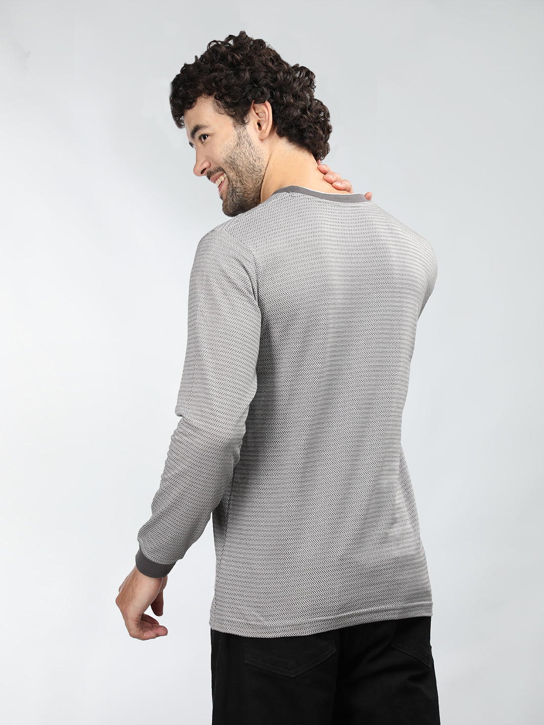 Neva Men Crew Neck Full Sleeves T-shirt Wave pattern