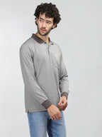 Neva Men Polo Neck Full Sleeves T-shirt Wave pattern