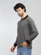 Neva Men Polo Neck Full Sleeves T-shirt Striped pattern