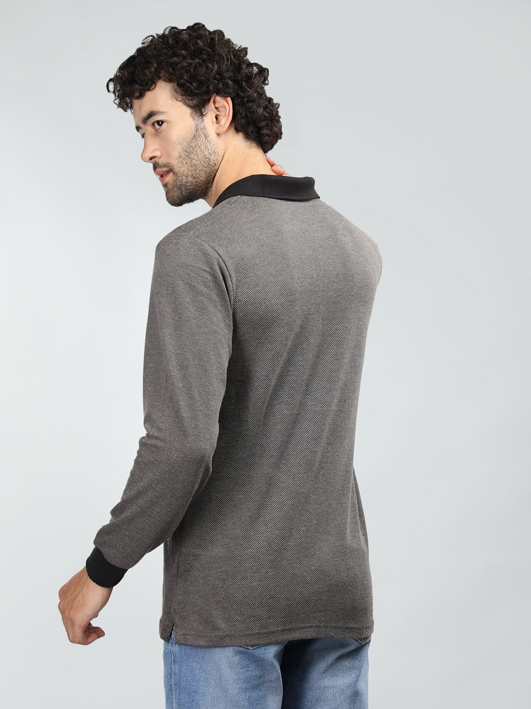 Neva Men Polo Neck Full Sleeves T-shirt Striped pattern