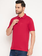 Neva Men Polo Neck Half Sleeves T-shirt Solid pattern Chest Pocket