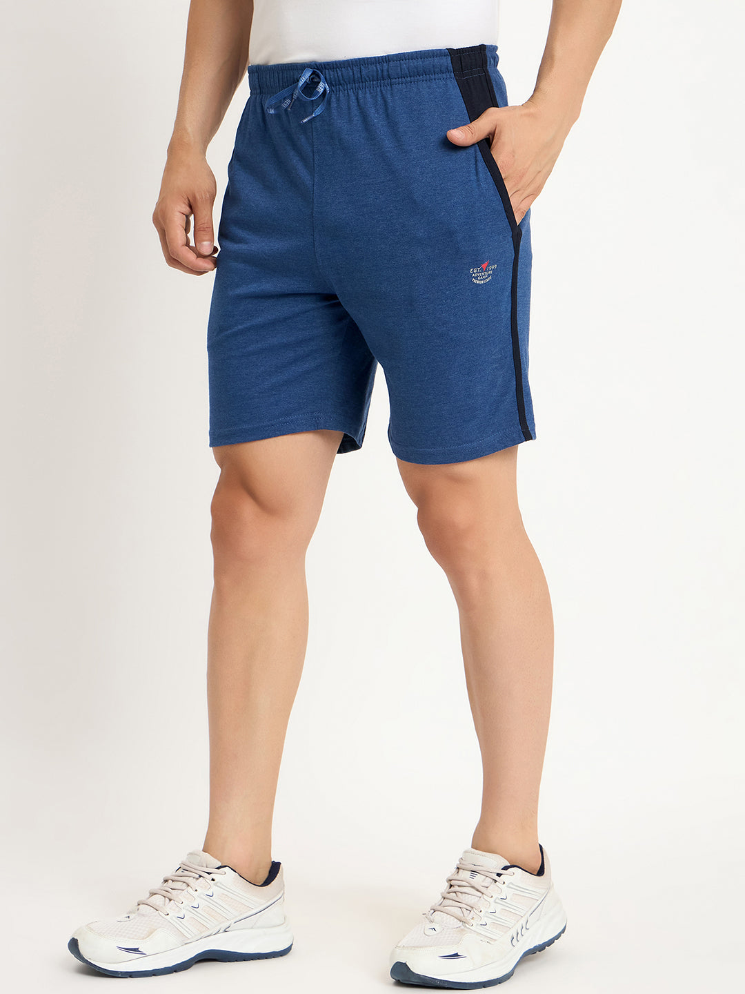 Neva Men Bermuda Elasticated drawstring waistband side pockets solid pattern