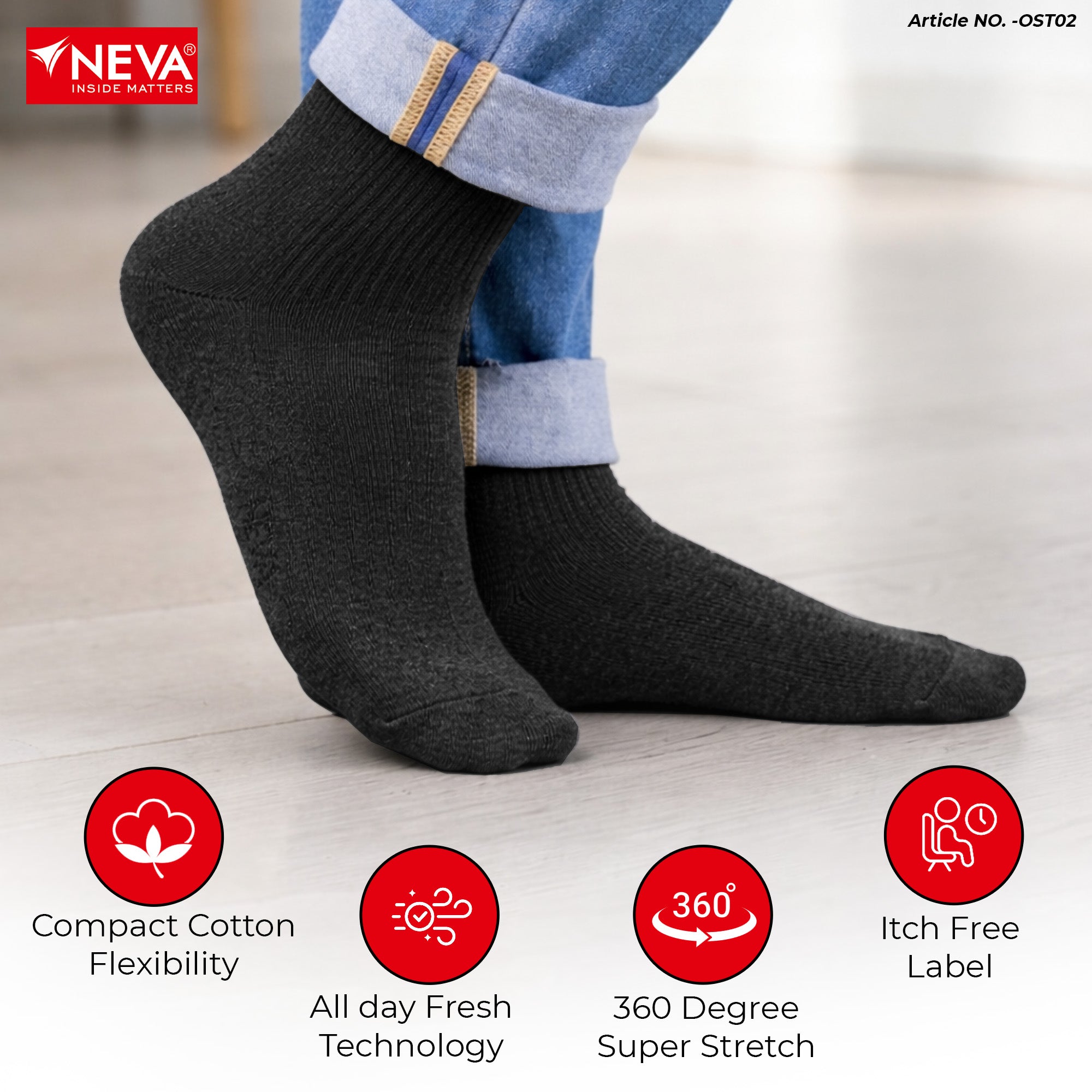 Crew length socks (Pack of 6)