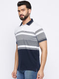 Neva Men Polo Neck Half Sleeves T-shirt Color Block Pattern Chest Pocket