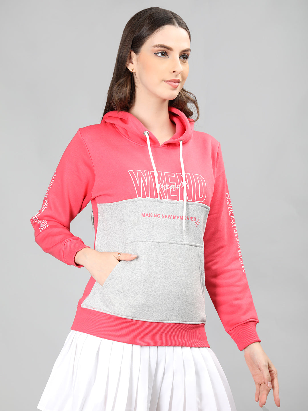 Neva Women Hoody Neck Full Sleeves Sweatshirt Typography pattern