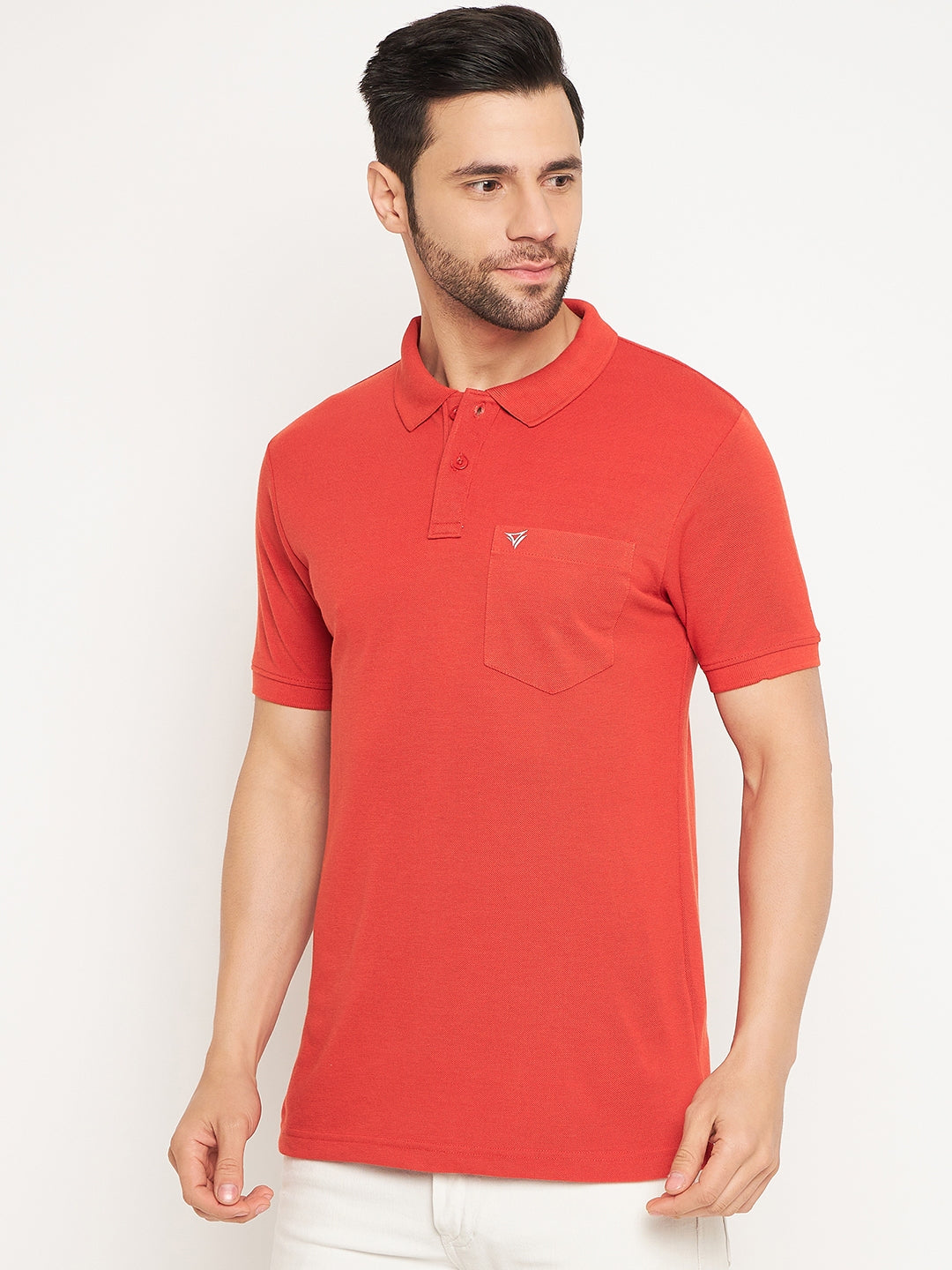 Neva Men Polo Neck Half Sleeves T-shirt Solid Pattern Chest Pocket