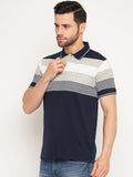 Neva Men Polo Neck Half Sleeves T-shirt Color Block pattern