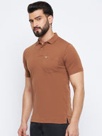 Neva Men Polo Neck Half Sleeves T-shirt Solid Pattern Chest Pocket