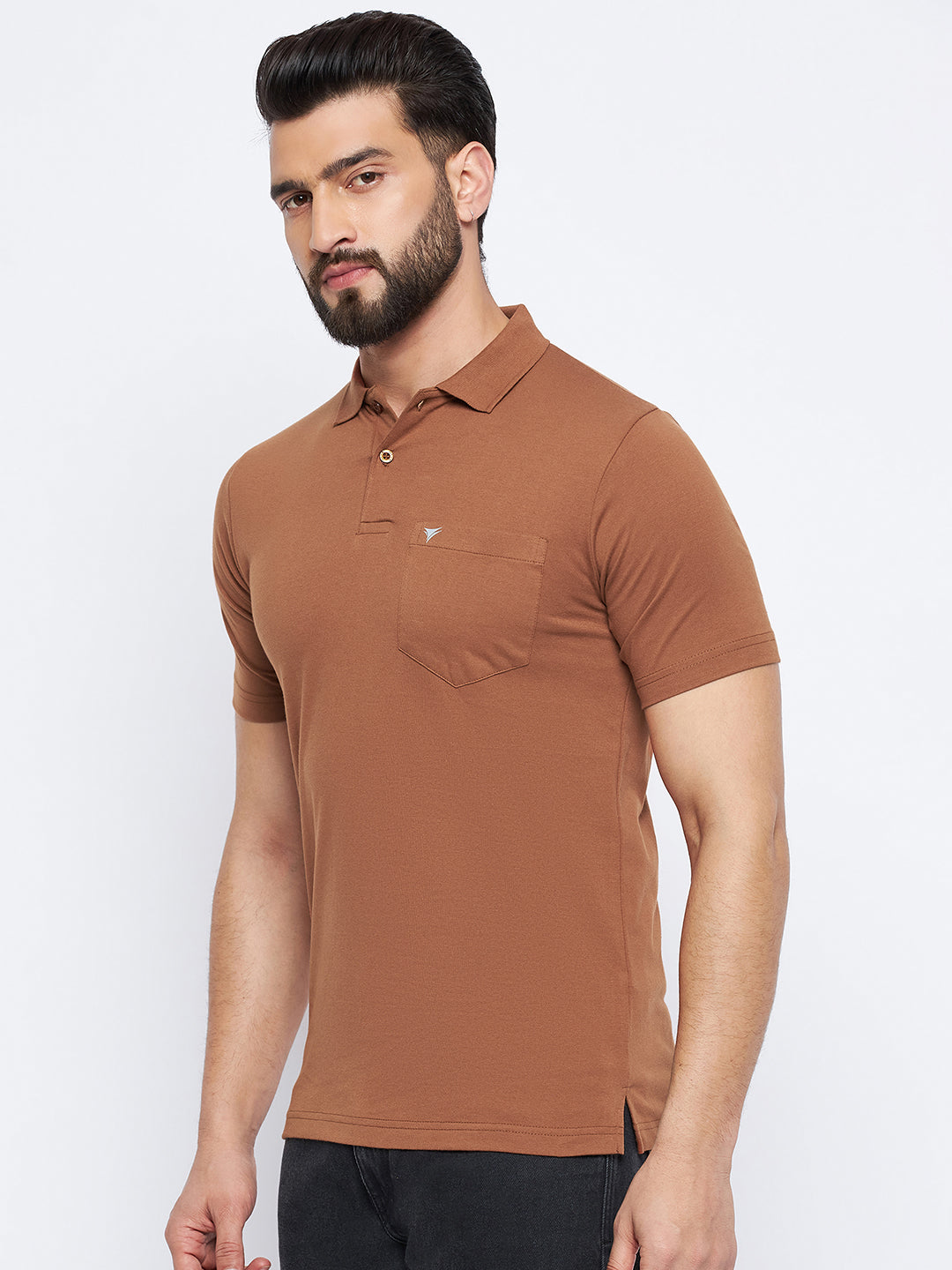 Neva Men Polo Neck Half Sleeves T-shirt Solid Pattern Chest Pocket