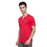 Henley Neck T-Shirt For Men- Bubble Gum