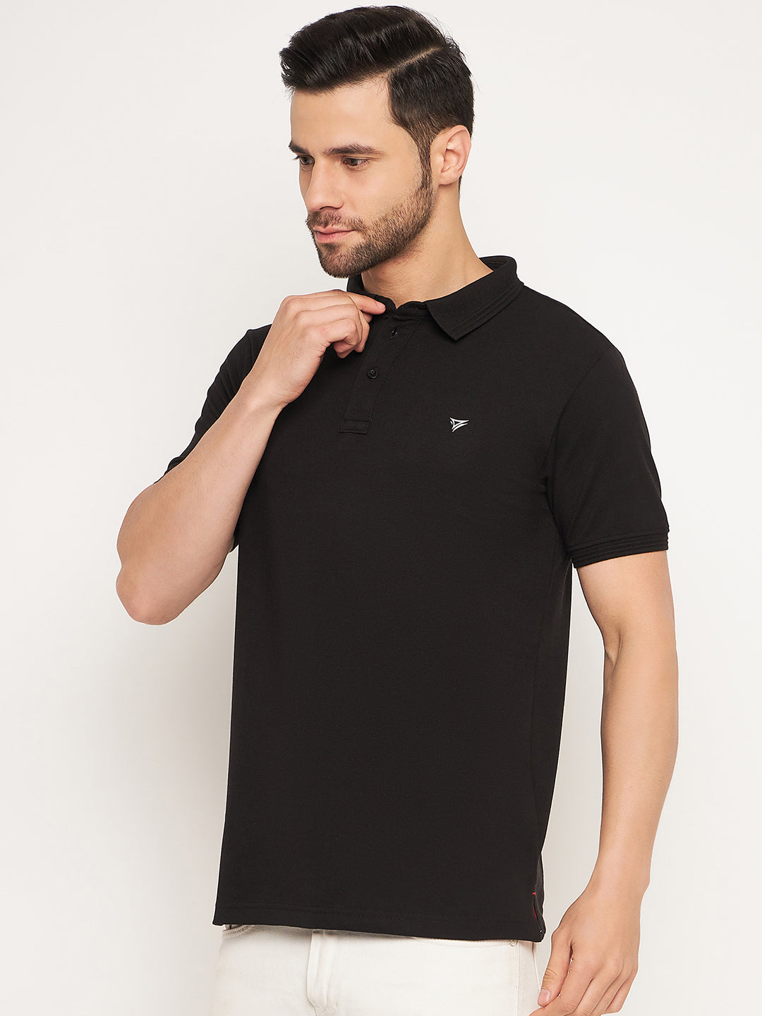 Neva Men Polo Neck Half Sleeves T-shirt Solid Pattern